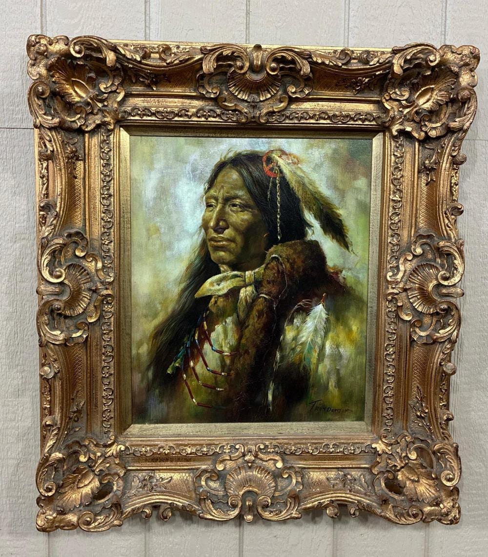 Troy Denton comparable auction result: troy denton original oil on canvas native american painting