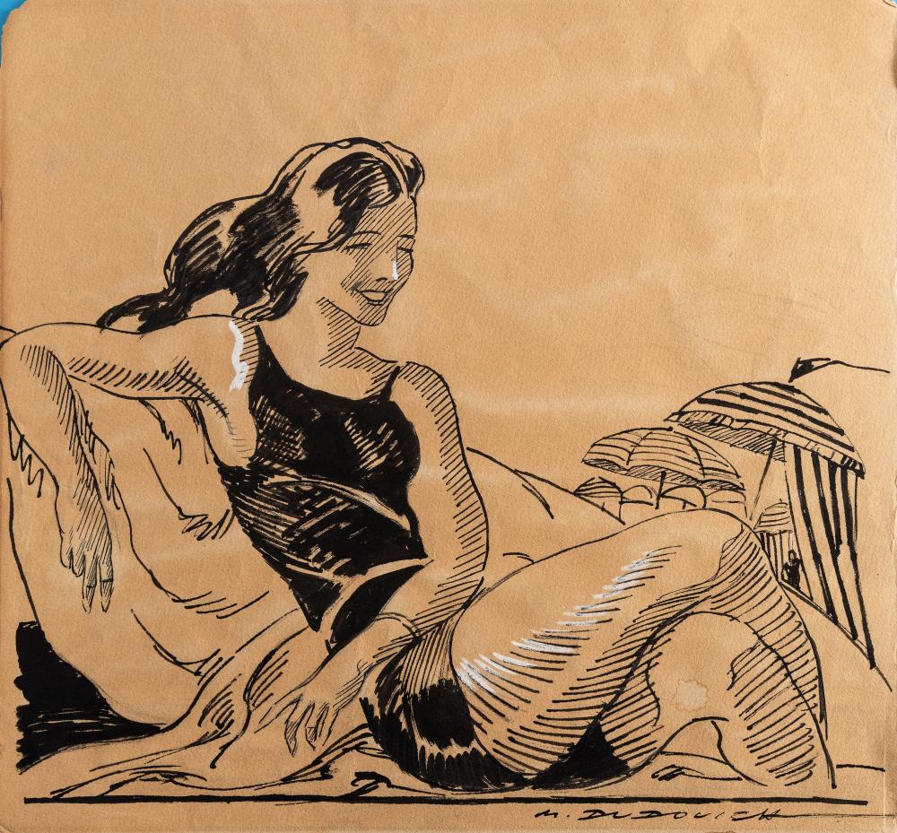 Marcello Dudovich comparable auction result: marcello dudovich 1878 trieste 1962 milano ritratto femminile in spiaggia