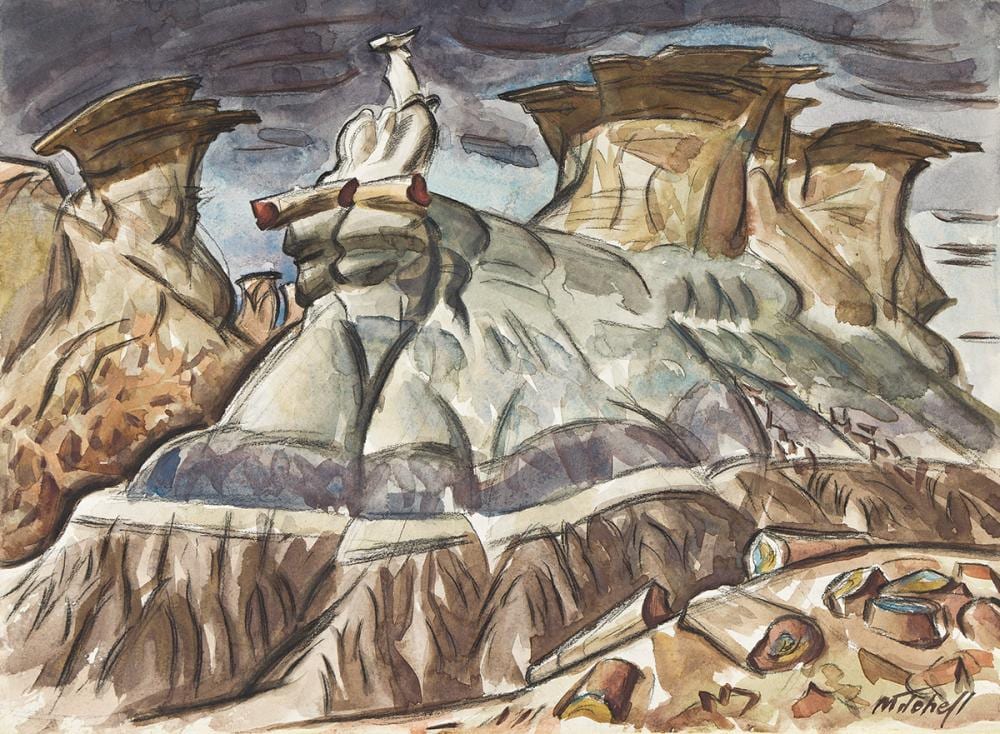 Glen Mitchell comparable auction result: glen mitchell 1894 1972 i vulture rock garden of the gods colorado ii study for vulture rock pair