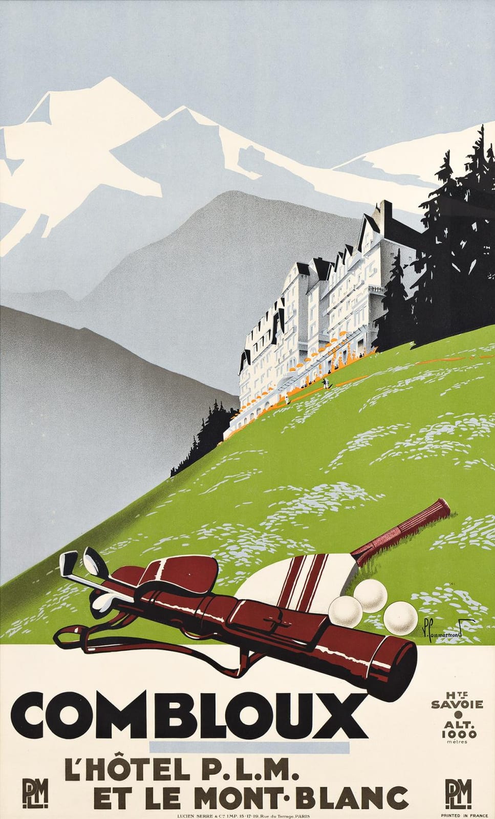 Pierre Commarmond comparable auction result: pierre commarmond 1897 1983 combloux l h tel p l m et le mont blanc circa 1930 39x24 inches 99x63 cm lucien serre cie