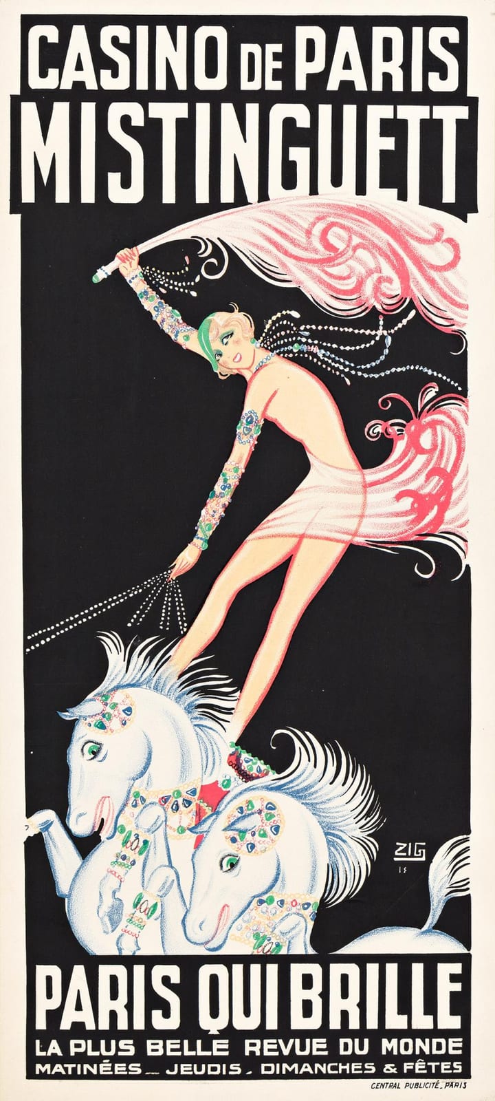 zig louis gaudin 1882 1936 casino de paris mistinguett paris qui brille 1931 35x15 inches 89x40 cm central publicit pari · Swann Auction Galleries · 2024-08-08 Louis Gaudin comparable auction result: zig louis gaudin 1882 1936 casino de paris mistinguett paris qui brille 1931 35x15 inches 89x40 cm central publicit pari