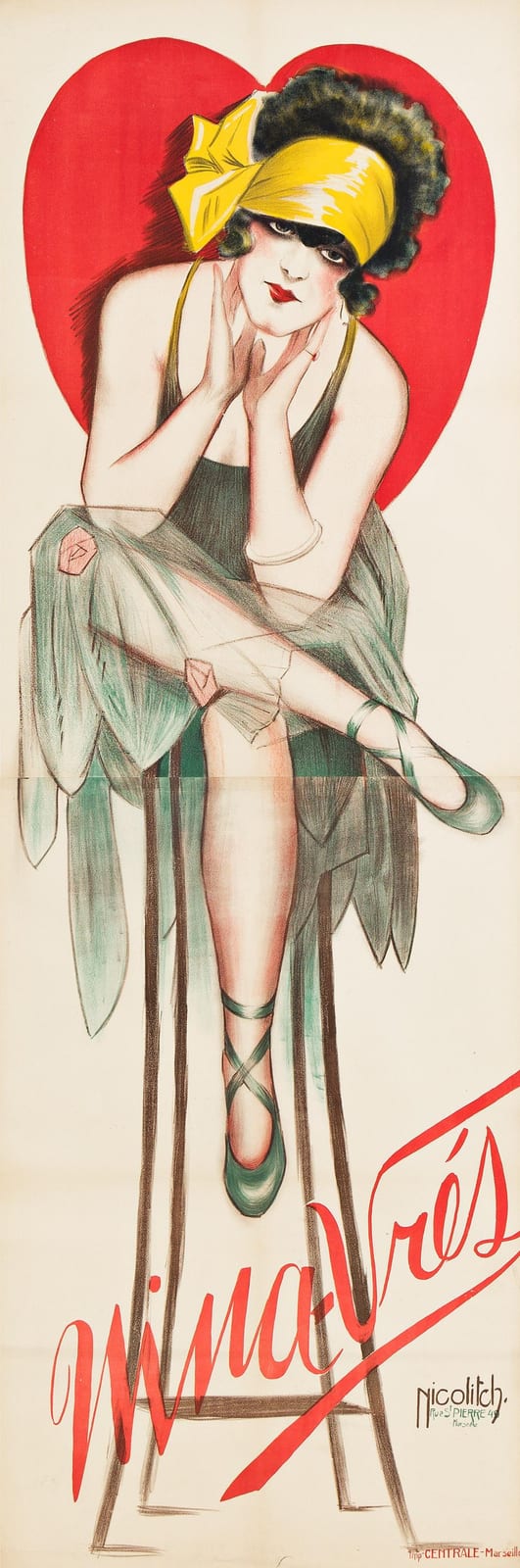 Obrad Nicolitch comparable auction result: obrad nicolitch 1898 1976 nina vr s 1949 77 x25 inches 196 x64 cm centrale marseille