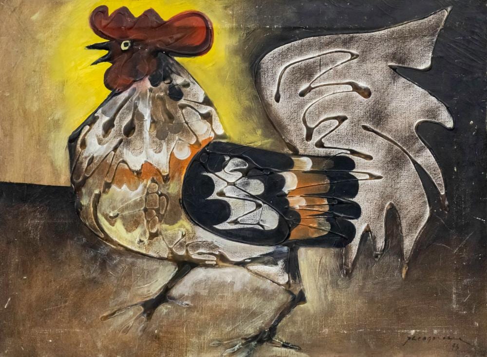Paco Gorospe comparable auction result: paco gorospe filipino 1939 2002 rooster oil on canvas 1973