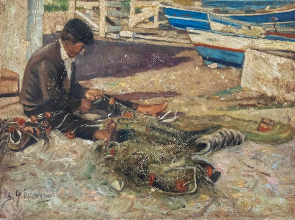 Guglielmo Giusti comparable auction result: guglielmo giusti italian 1824 1916 fisherman oil on canvas mounted on board