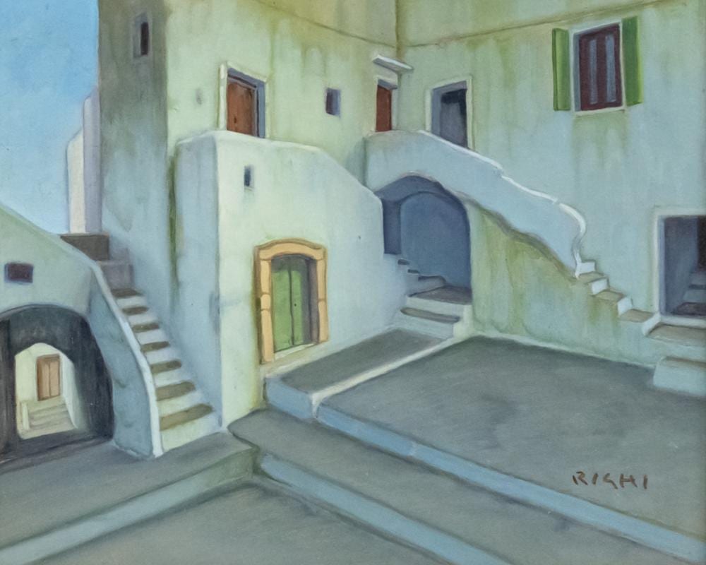 Federico Righi comparable auction result: federico righi italian 1908 1986 houses oil on cardboard