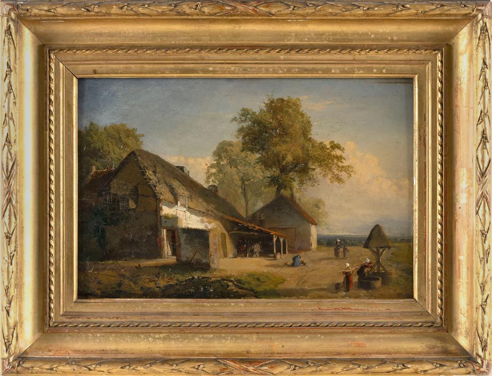 Alexandre-Gabriel Decamps comparable auction result: alexandre gabriel decamps france america 1803 1860 farmyard scene oil on panel 8 75 x 13 5 framed 14 25 x 18 5