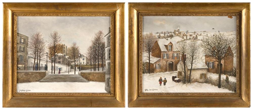 Maurice Ghiglion-Green comparable auction result: maurice ghiglion green france 1913 1989 two winter landscapes oils on canvas 15 x 18 framed 20 x 23