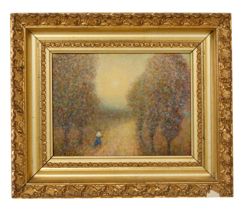 Domenico Riccitelli comparable auction result: domenico riccitelli italian american 1881 1970 a walk in the woods h 7 3 4 in w 10 1 8 in framed h 12 1 2 in w 14 7 8 in