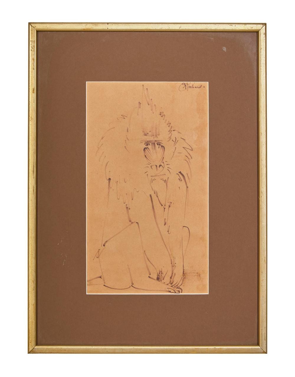 Charles Richards comparable auction result: charles whitfield richards american louisiana 1906 1992 baboon sight h 11 1 2 in w 6 5 8 in framed h 18 in w 13 in