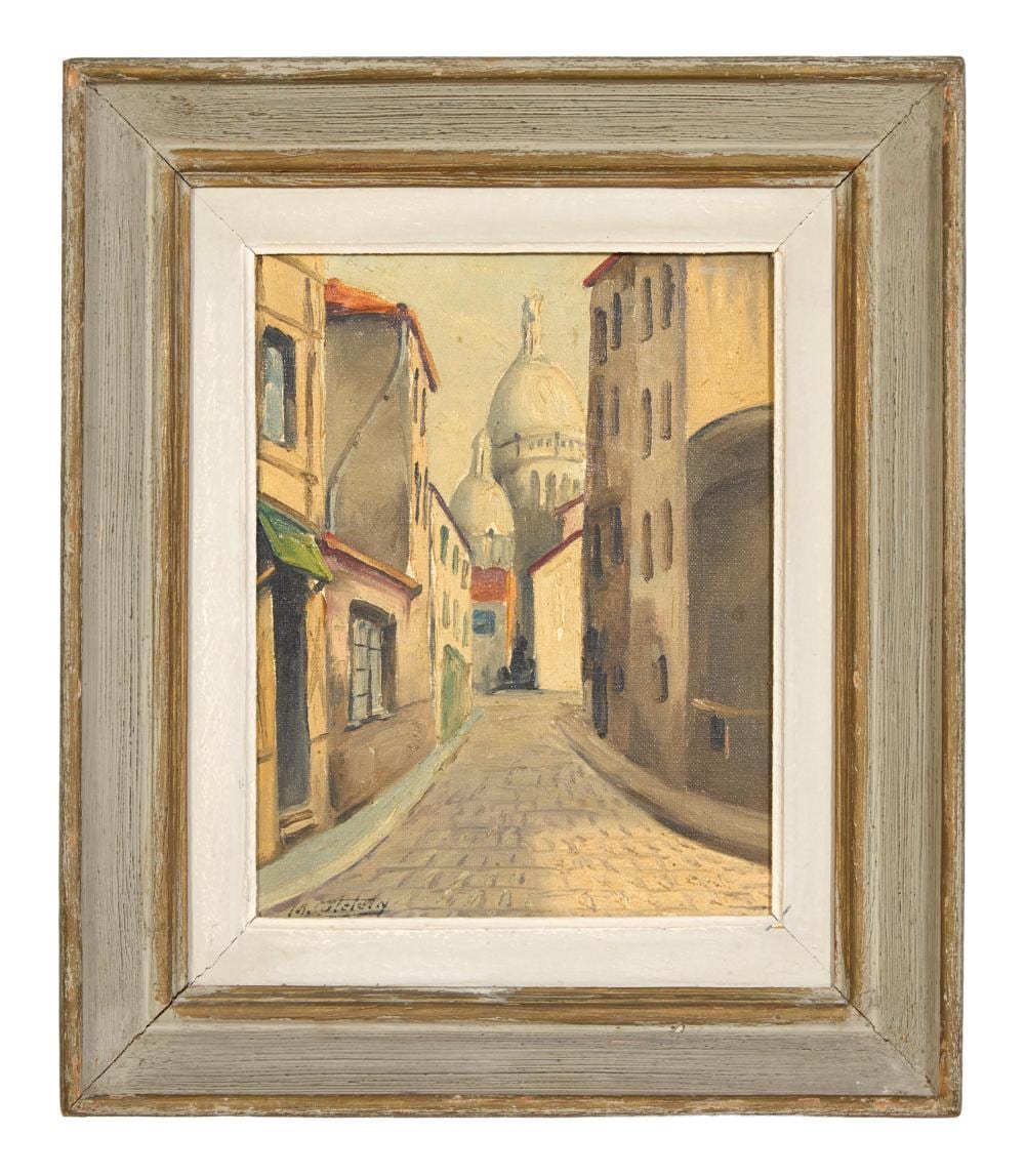 Marcel Catelein comparable auction result: marcel catelein french 1907 1972 montmartre street scene with view of the sacre coeur h 9 1 2 in w 7 1 2 in framed h 12 in w 9 1 2 in