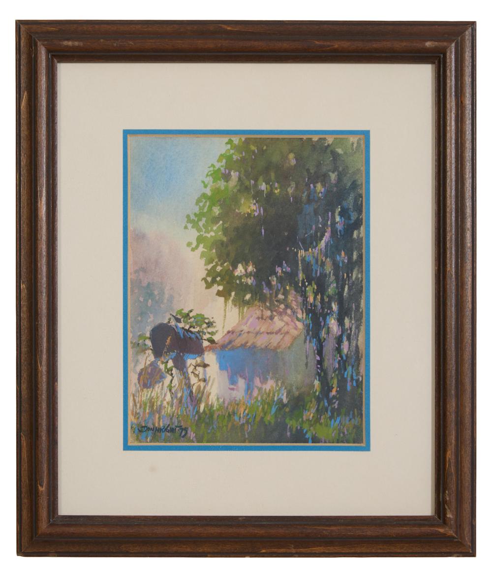 Don Wright comparable auction result: don wright american louisiana 1938 2007 swamp scene with moss laden oak cabin and mailbox 1975 sight h 7 1 4 in w 5 1 2 in framed h 12 3 4 in w 11 in