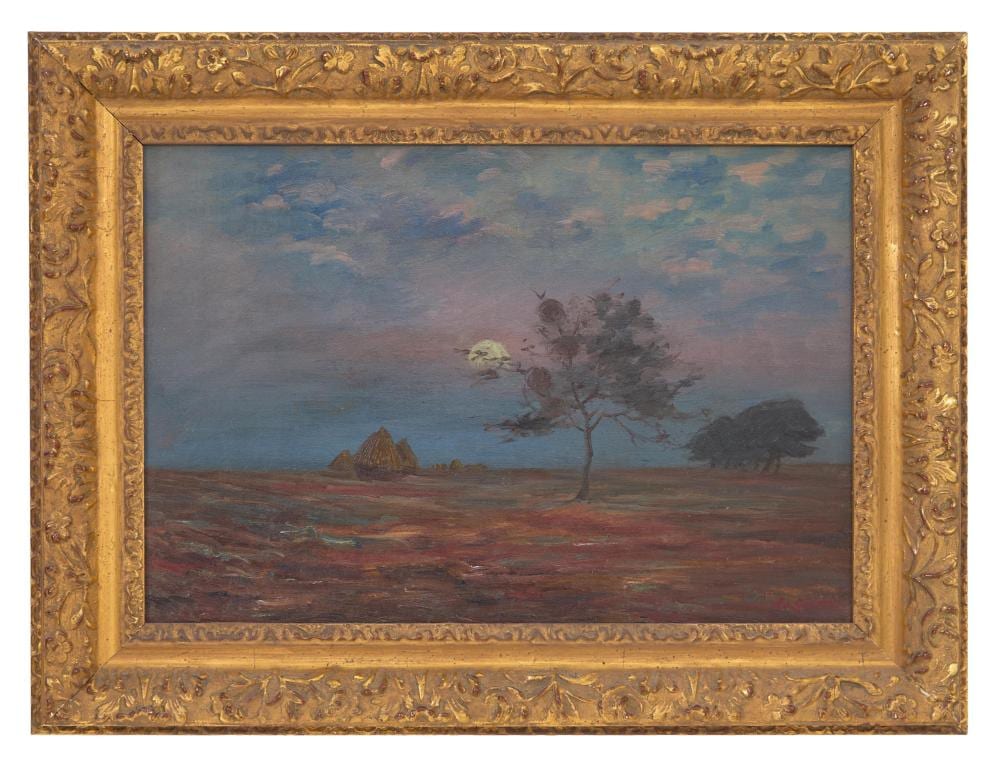 leo gausson french 1860 1944 field with haystacks by moonlight h 12 in w 17 1 2 in framed h 16 3 4 in w 22 in · Crescent City Auction Gallery · 2026-01-16 Leo Gausson comparable auction result: leo gausson french 1860 1944 field with haystacks by moonlight h 12 in w 17 1 2 in framed h 16 3 4 in w 22 in