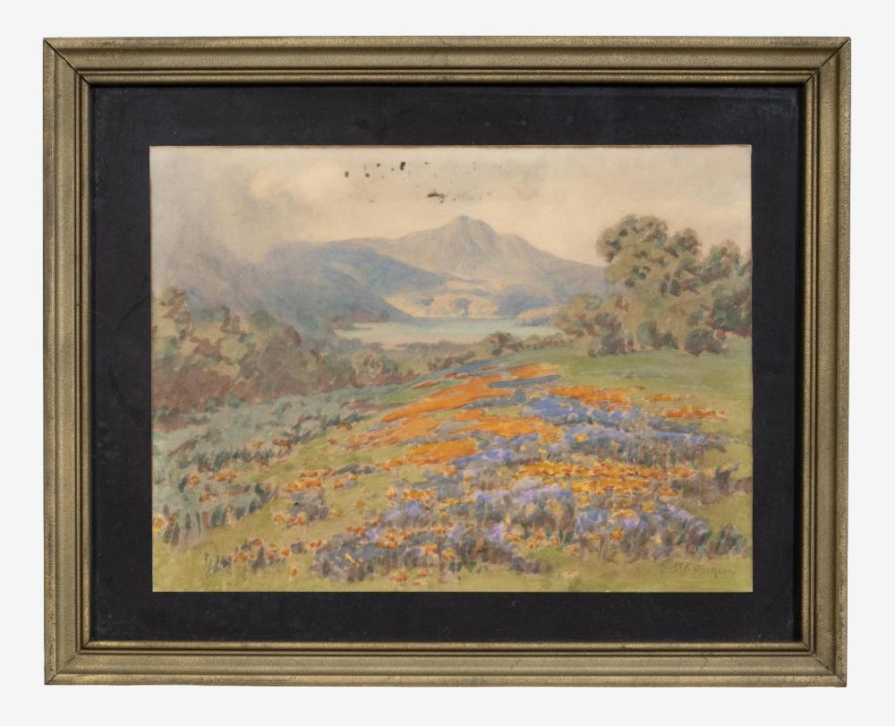 William Franklin Jackson comparable auction result: william franklin jackson american 1850 1936 view of mt tamalpais with field of poppies sight h 6 in w 8 in framed h 8 3 4 in w 10 3 4 in