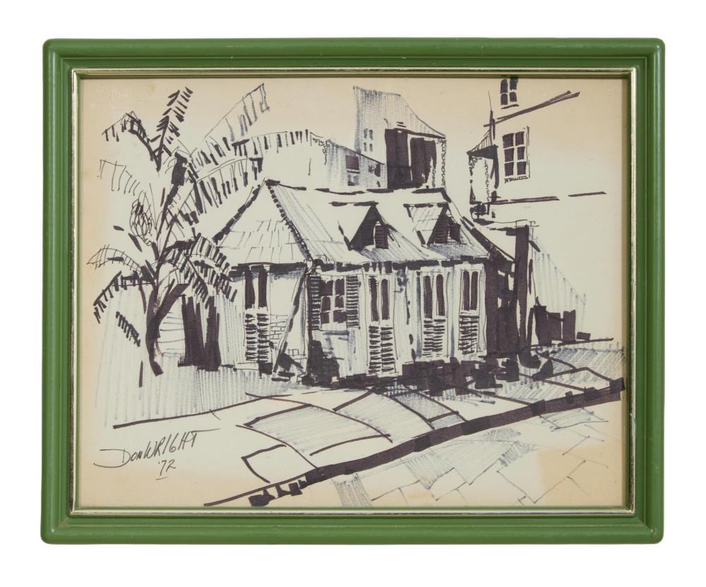 Don Wright comparable auction result: don wright american louisiana 1938 2007 french quarter scene 1972 sight h 7 1 2 in w 9 1 2 in framed h 9 in w 11 in
