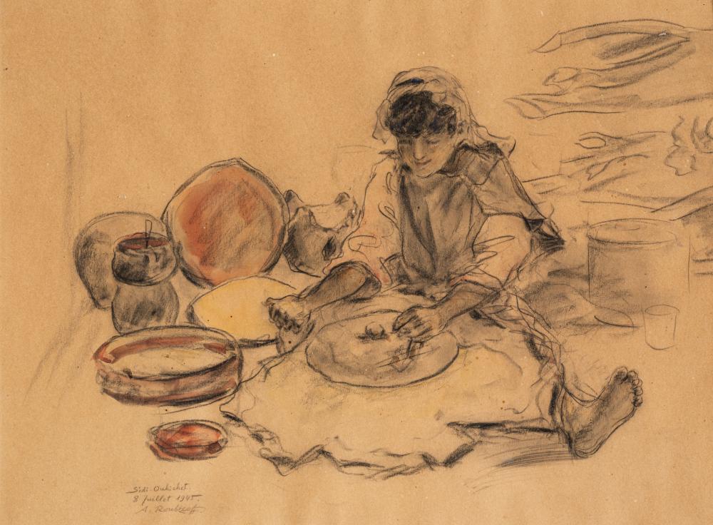Aleksandr Aleksandrovic Rubcov comparable auction result: alexandre roubtzoff saint petersburg 1884 tunis 1949 portrait of a woman in the kitchen