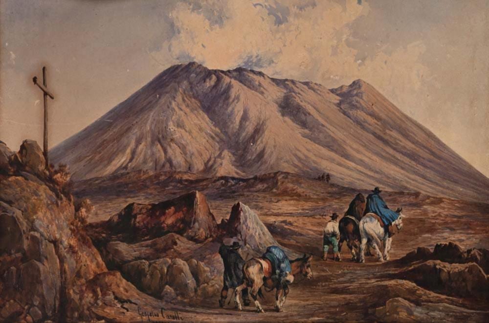 Consalvo Carelli comparable auction result: consalvo carelli naples 1818 naples 1900 the ascent of vesuvius