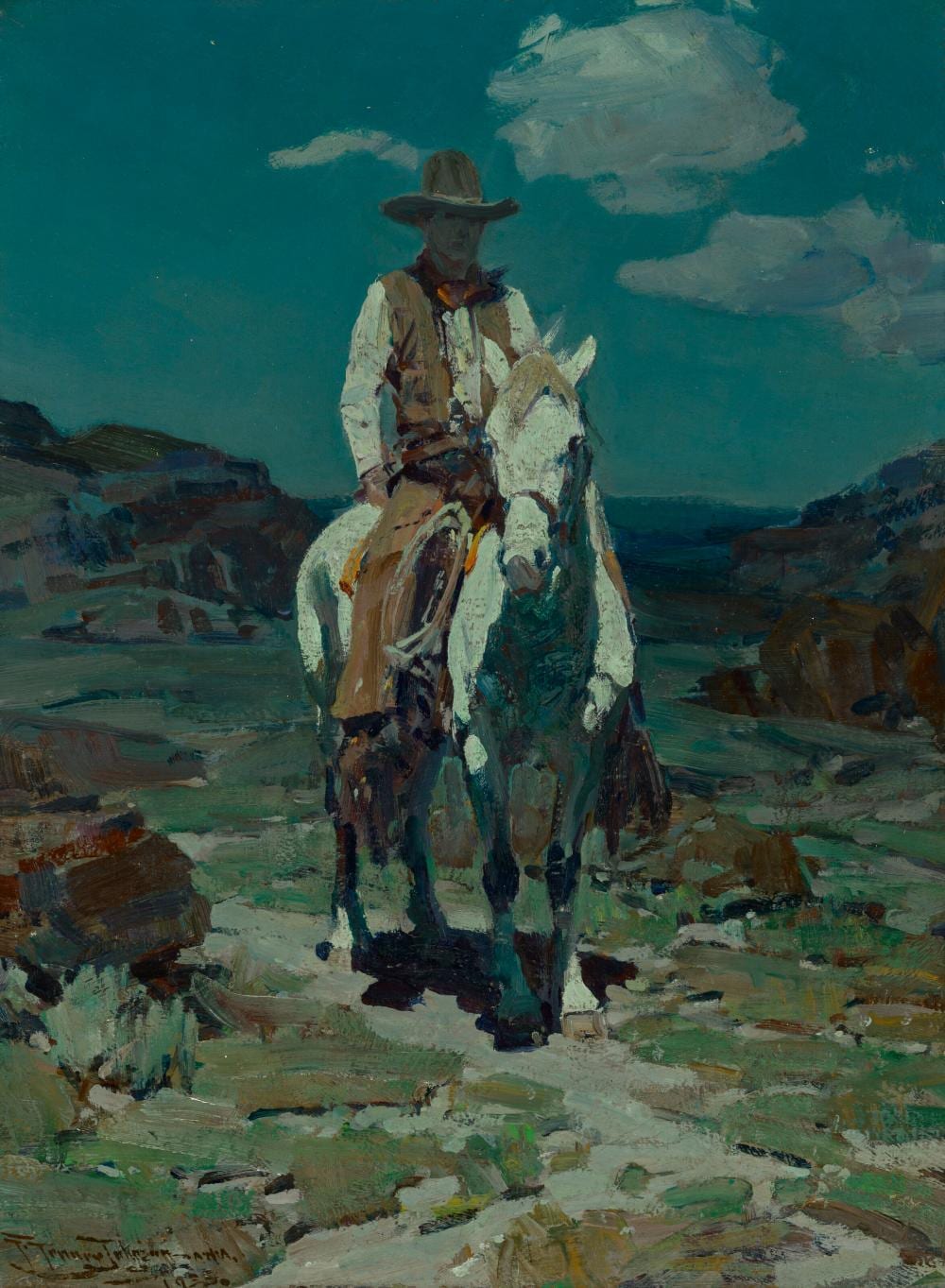 frank tenney johnson 1874 1939 wyoming night herder oil on board16 x 12 · Christie's · 2026-01-21 Frank Tenney Johnson comparable auction result: frank tenney johnson 1874 1939 wyoming night herder oil on board16 x 12