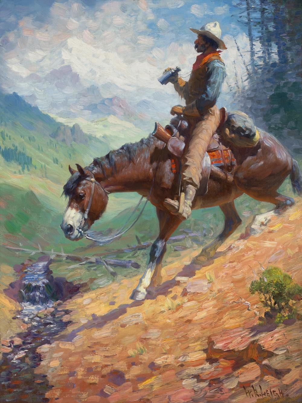 William Robinson Leigh comparable auction result: william robinson leigh 1866 1955 looking for bighorn oil on canvas24 x