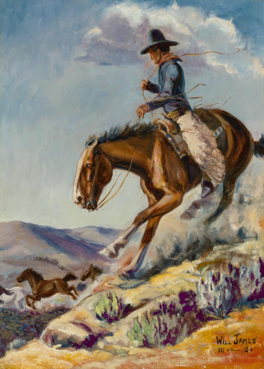 Will James comparable auction result: will james 1892 1942 wild horses oil on canvas laid down on board25 x