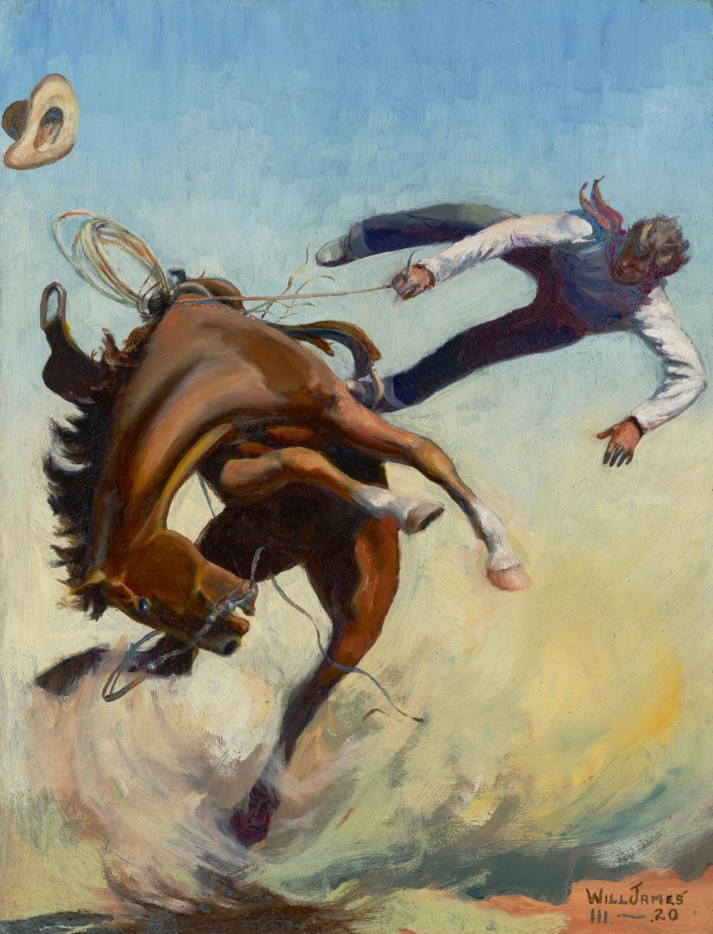 Will James comparable auction result: will james 1892 1942 wild bronco oil on board19 x 15 in 49 5 x 38 1
