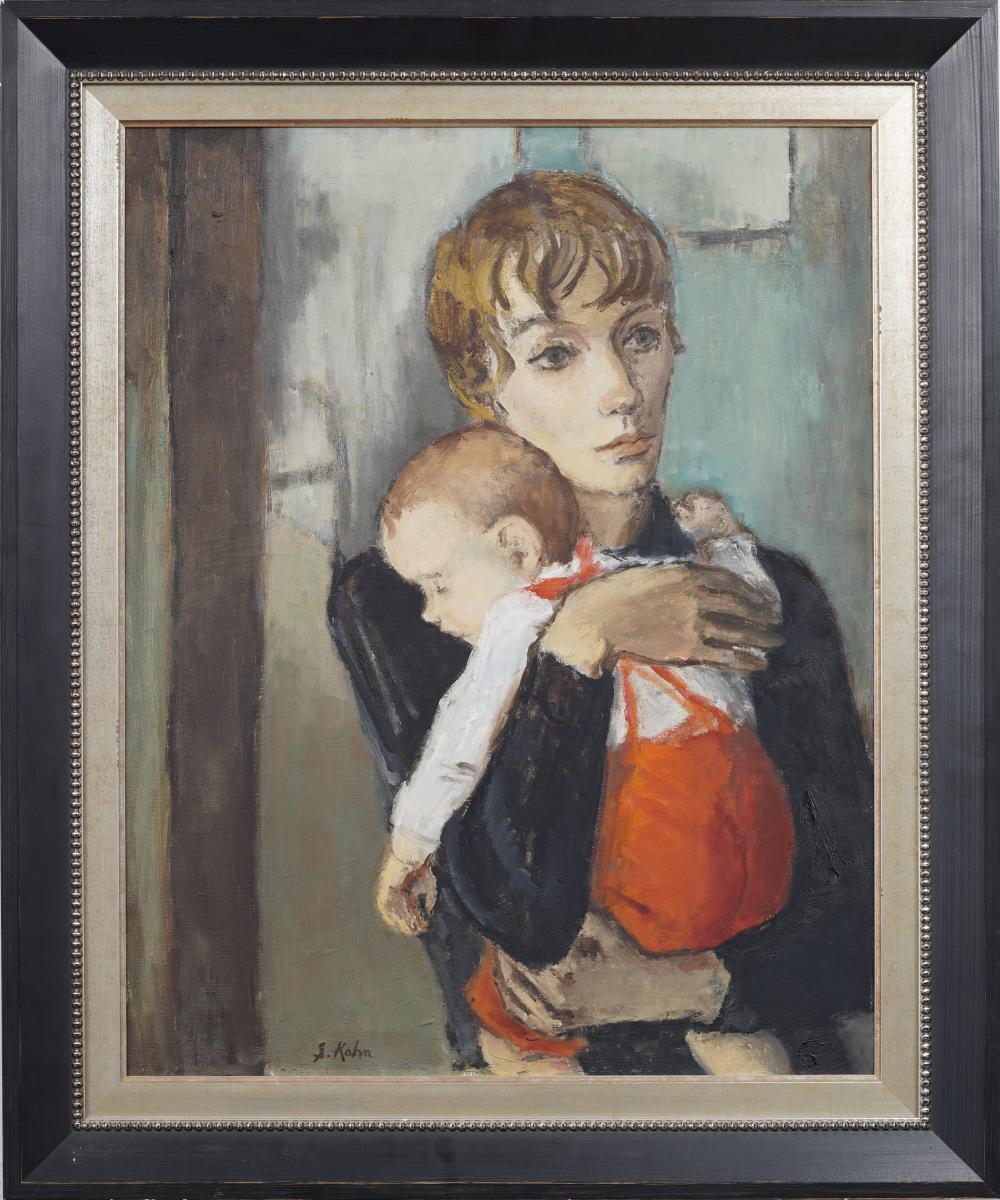 Susan Kahn comparable auction result: susan b kahn born 1924 signed vintage american family portrait framed oil painting