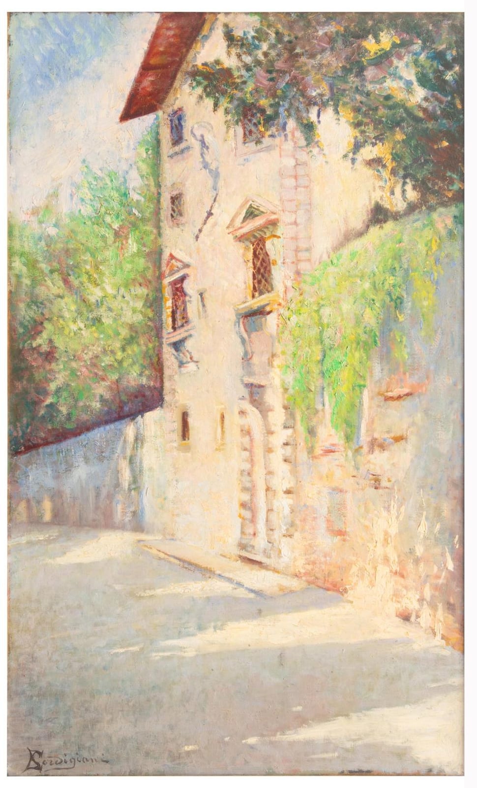 eduardo gordigiani 1866 1961 paesaggio con casa e alberi 1948 1949 circa · Bonino · 2025-12-19 Edoardo Gordigiani comparable auction result: eduardo gordigiani 1866 1961 paesaggio con casa e alberi 1948 1949 circa