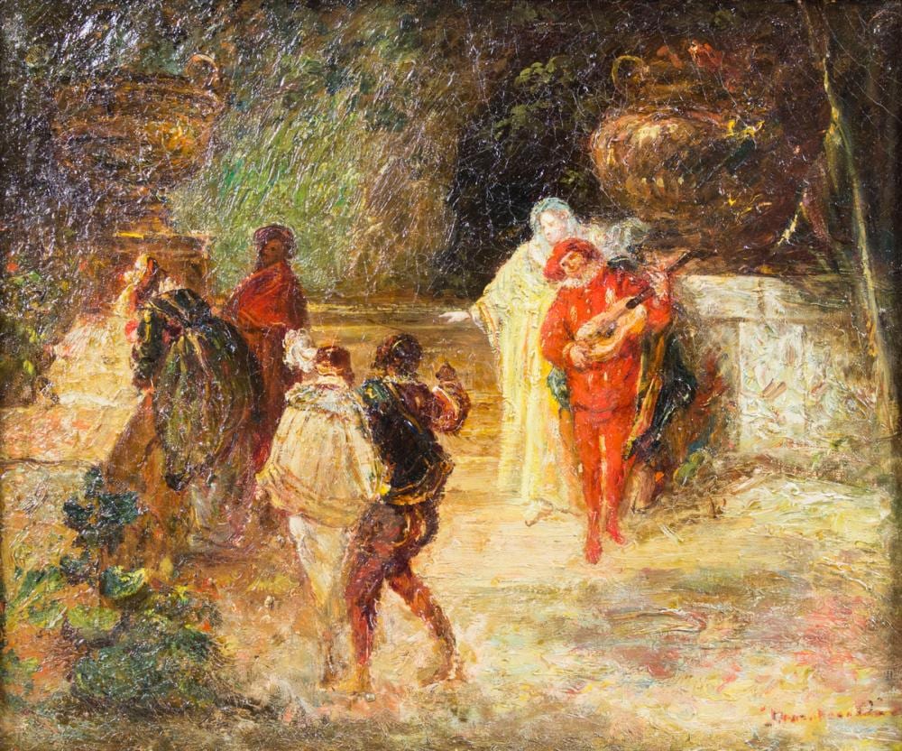 Adolphe Monticelli comparable auction result: adolphe monticelli 1824 1886 ballszene mit musikern ball scene with musicians