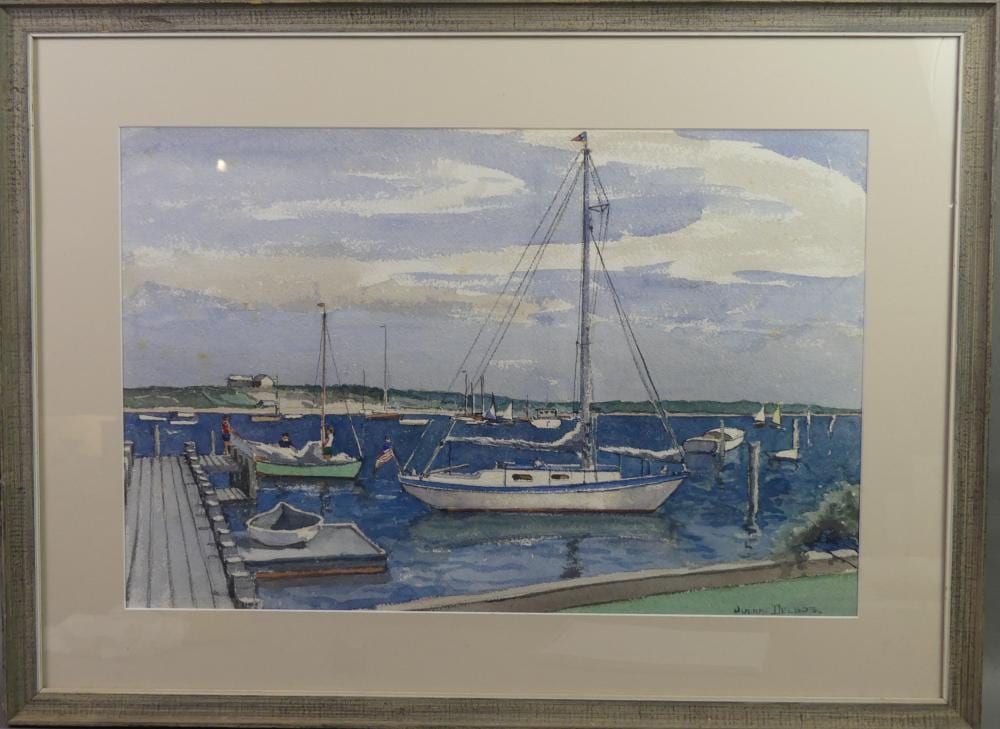 Julius M. Delbos comparable auction result: julius delbos painting of vineyard harbor