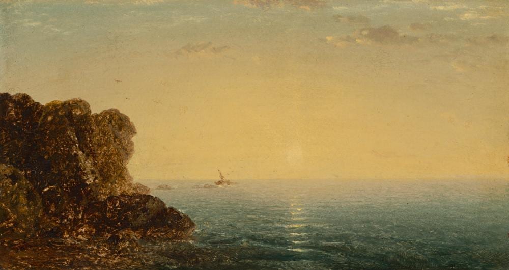 John Frederick Kensett comparable auction result: john frederick kensett 1816 1872 sunset off newport oil on board7 x 1