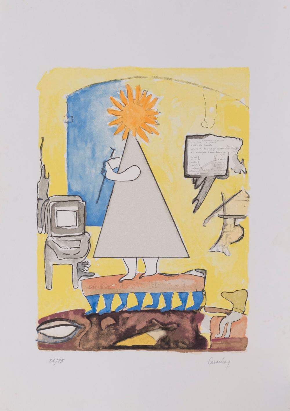 Mário Cesariny de Vasconcelos comparable auction result: m rio cesariny menina poesia serigrafia sobre papel dim aprox 47 x 35 cm