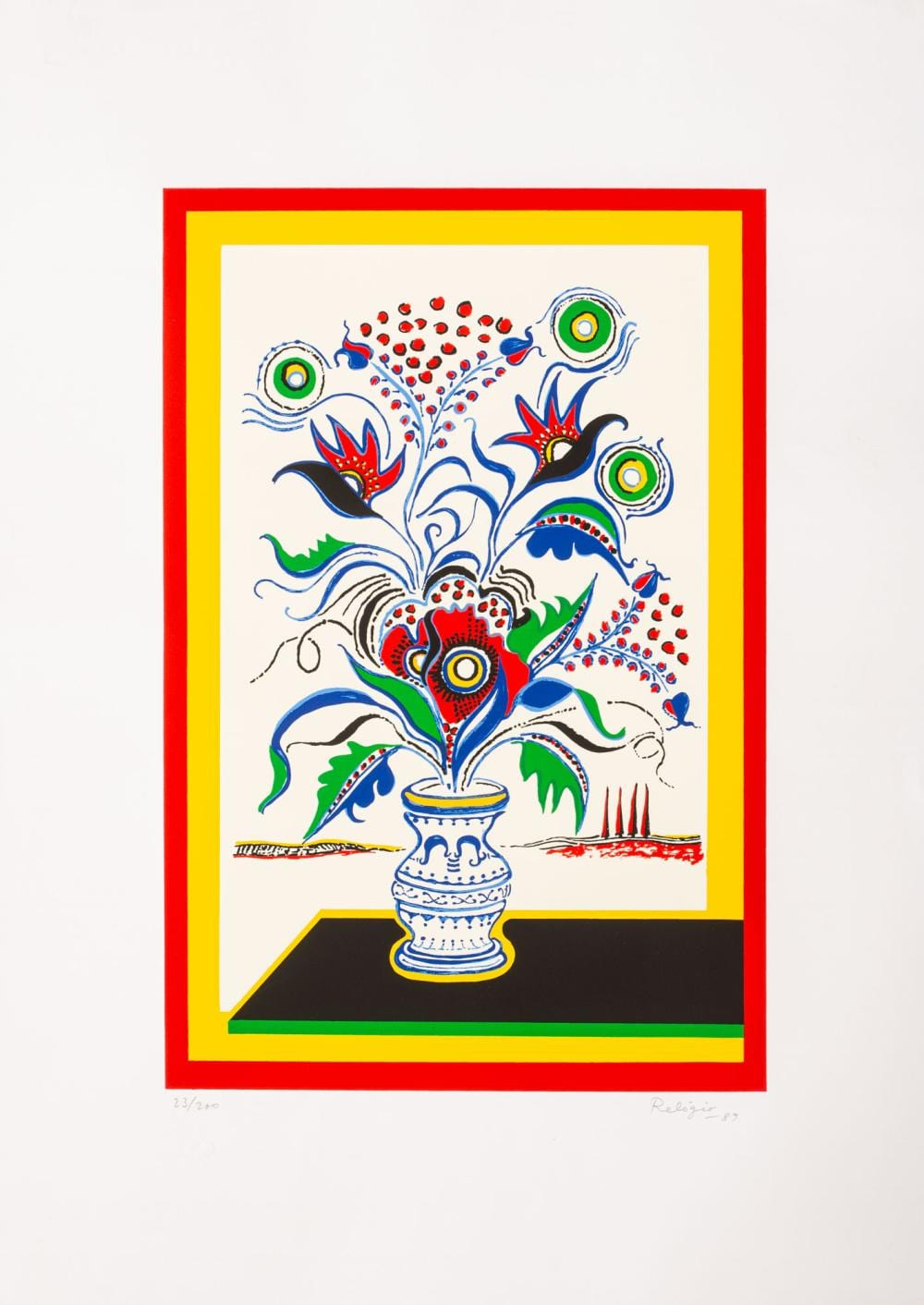 francisco rel gio 1926 1997 jarra com flores serigrafia sobre papel dim aprox 48 x 32 cm · Palácio do Correio Velho · 2026-01-12 Francisco Relógio comparable auction result: francisco rel gio 1926 1997 jarra com flores serigrafia sobre papel dim aprox 48 x 32 cm