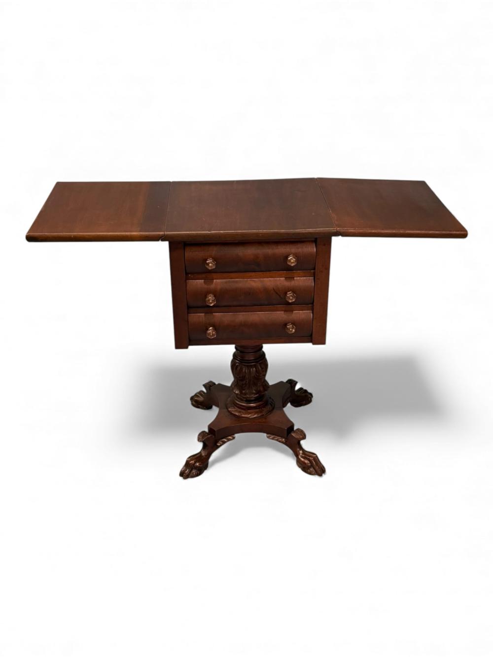 American Empire Style Mahogany Work Table or Sewing Table, Mid-19th Century sold by Stevens Auction Company, lot 331 — auction record photograph