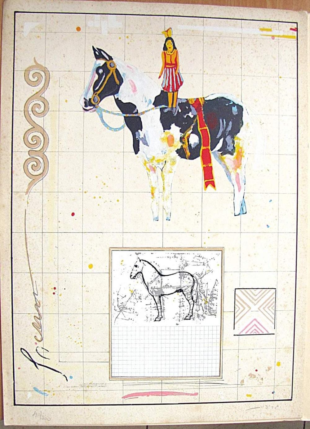 Joshua Griffit comparable auction result: joshua griffit israeli painter silkscreen girl on a horse 181 200 signed and numbered in folder