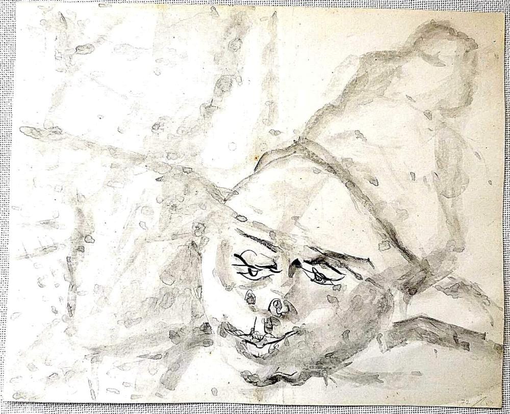raanan levy israeli artist watercolor pencil drawing on paper face signed and dedicated 1972 · The Bidder · 2025-12-28 Raanan Levy comparable auction result: raanan levy israeli artist watercolor pencil drawing on paper face signed and dedicated 1972