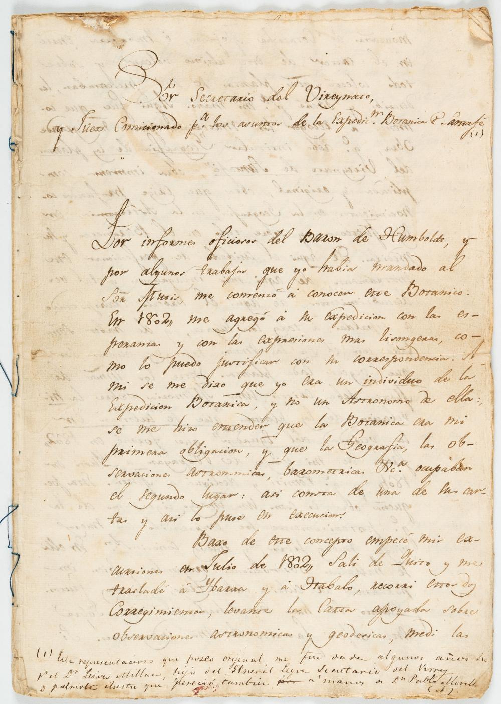 Manuscrito original del memorial de Caldas, 1808 comparable sale