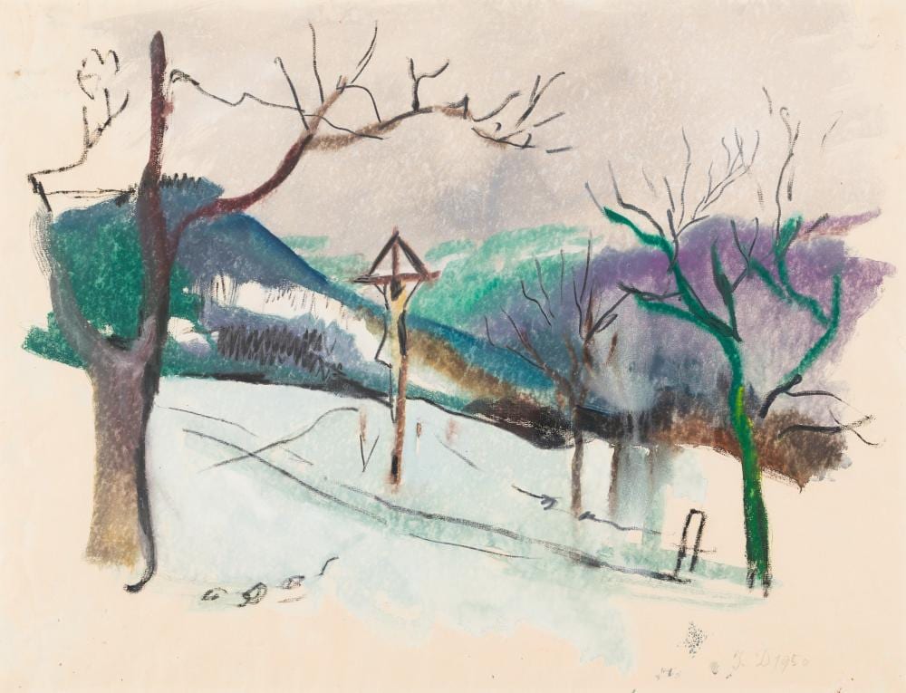 Josef Dobrowsky comparable auction result: josef dobrowsky wegkreuz im winter