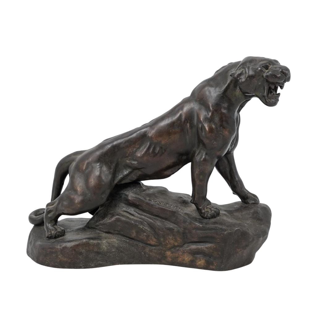 Thomas-François Cartier comparable auction result: thomas cartier 1879 19430 patinated bronze growling panther figure