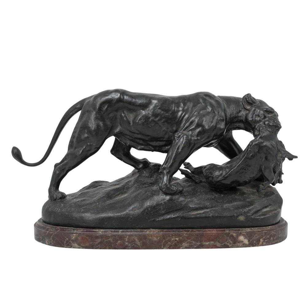 Clovis Edmond Masson comparable auction result: clovis edmond masson 1838 1913 bronze panther hunting scene