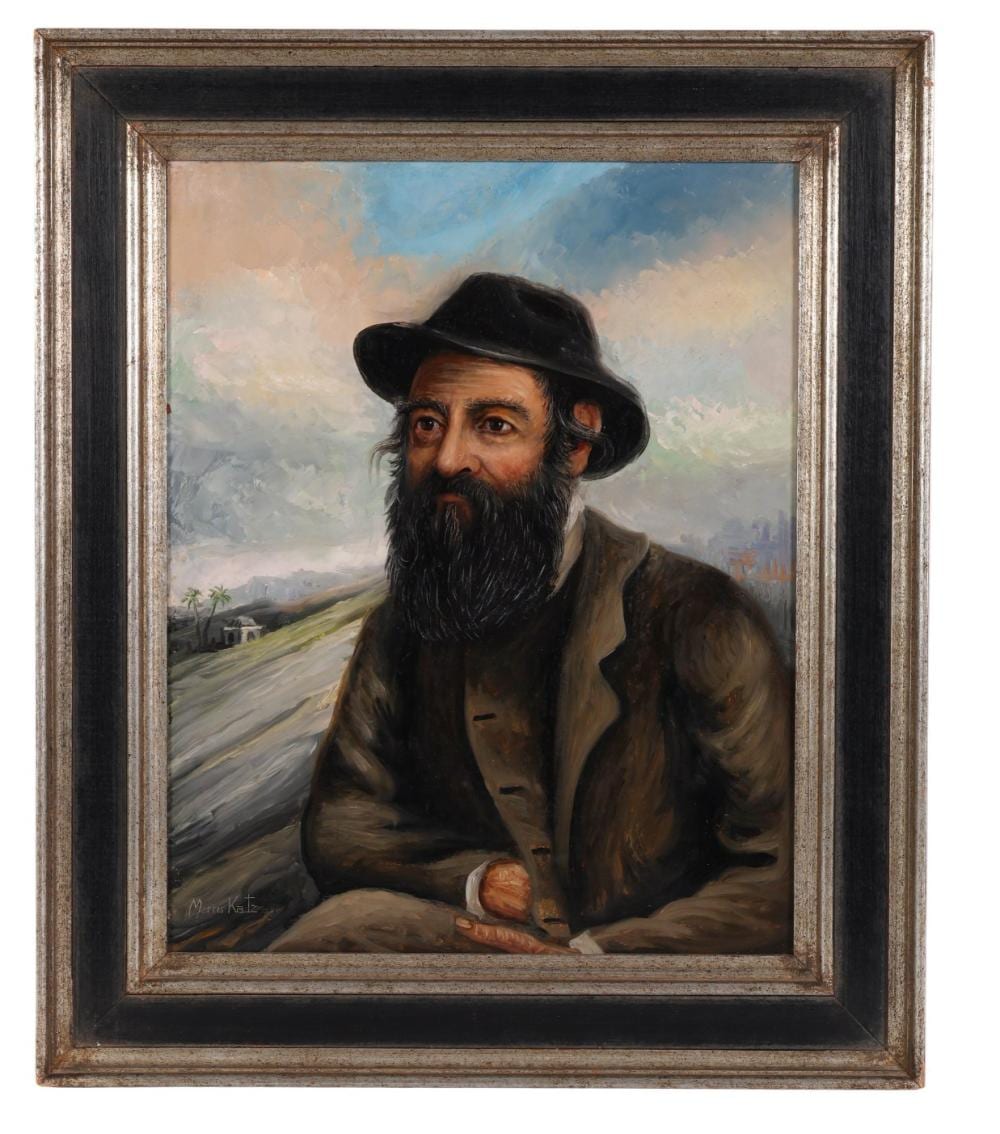 Morris Katz comparable auction result: morris katz 1932 2010 rabbi portrait oil painting