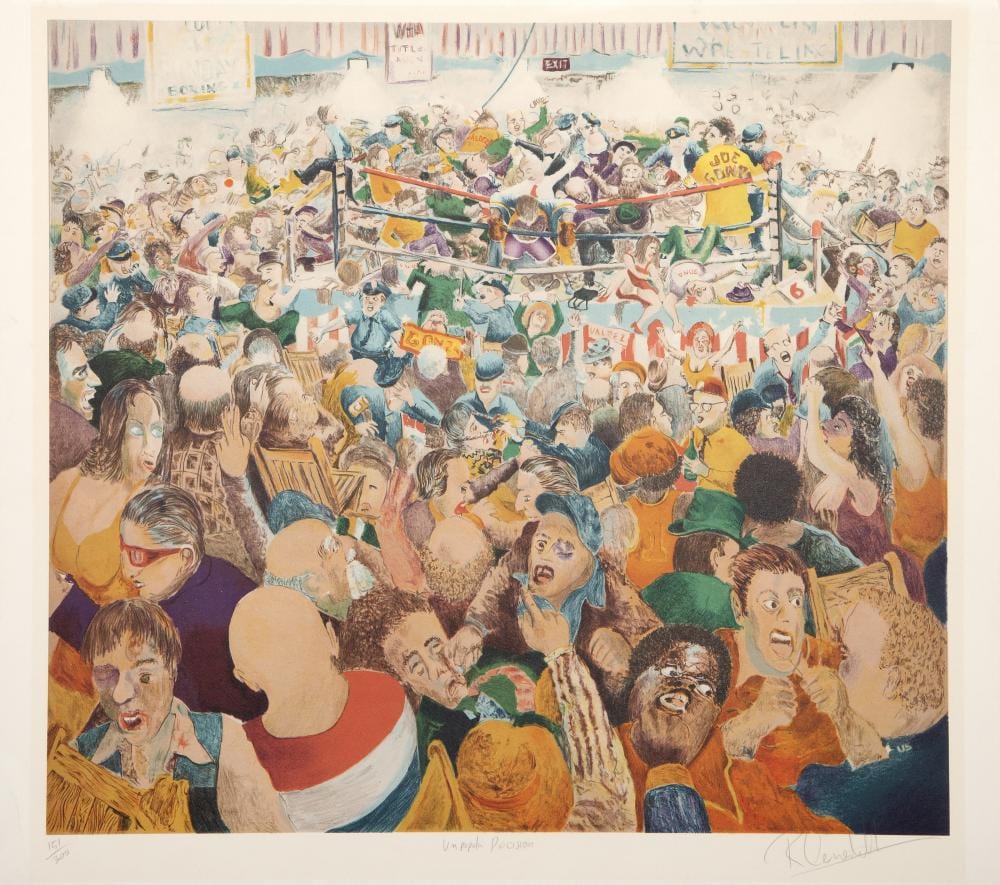Robert Cenedella comparable auction result: robert cenedella unpopular decision lithograph