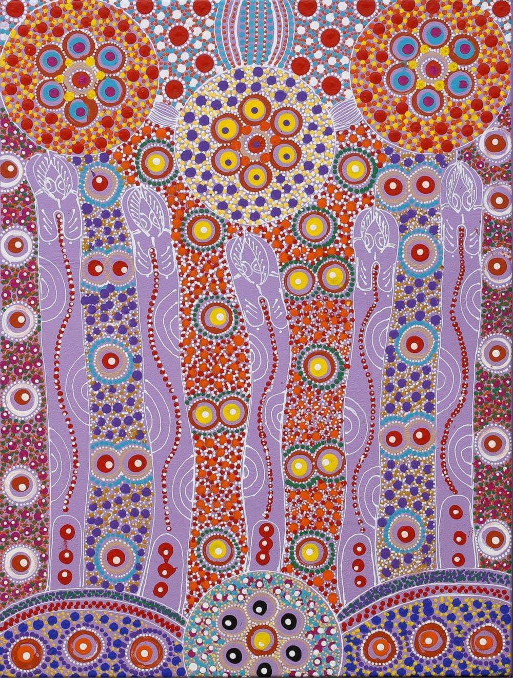 Cindy Wallace Nungurrayi comparable auction result: cindy wallace nungurrayi dreamtime sisters acrylic on linen 69cm x 52cm