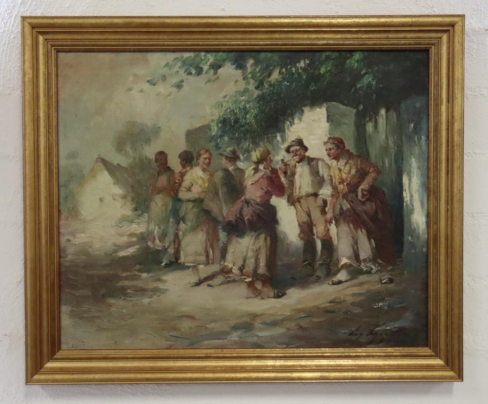 Agoston Acs comparable auction result: agoston acs hungarian 1881 1947 village scene oil on canvas signature lower right approx 39cm x 48cm