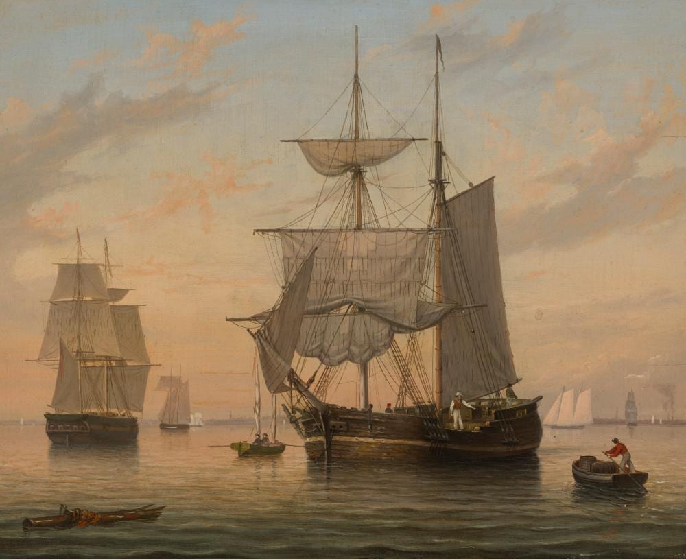 mary blood mellen 1819 1886 taking in sails at sunset oil on panel13 · Christie's · 2026-01-23 Mary Blood Mellen comparable auction result: mary blood mellen 1819 1886 taking in sails at sunset oil on panel13