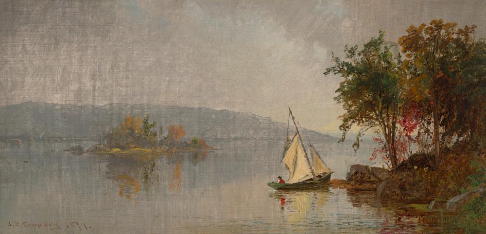 Jasper Francis Cropsey comparable auction result: jasper francis cropsey 1823 1900 boating on the hudson oil on canvas6
