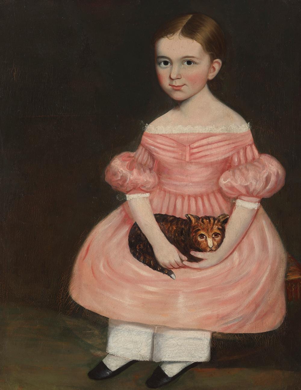 Joseph Goodhue Chandler comparable auction result: joseph goodhue chandler 1813 1880 portrait of a girl in a pink dress oi