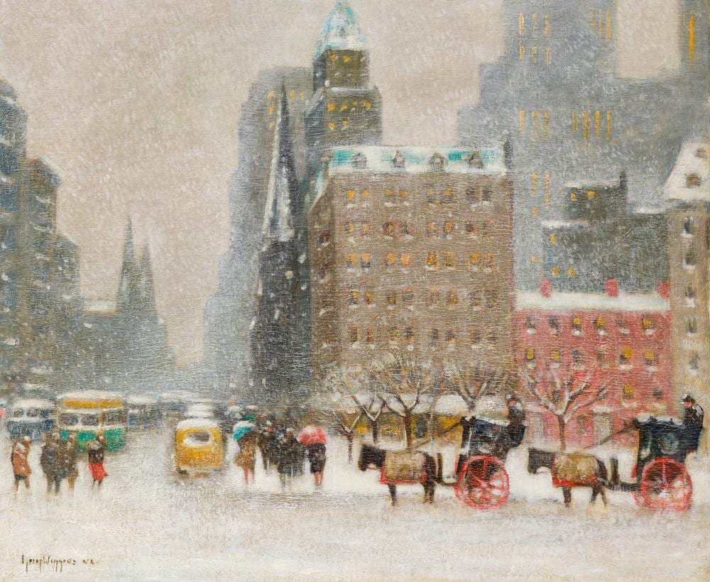 Guy Carleton Wiggins comparable auction result: guy carleton wiggins 1883 1962 looking down fifth avenue from the plaza