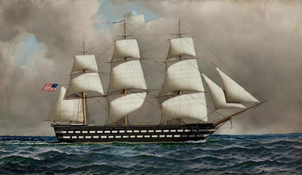 Antonio Nicolo Gasparo Jacobsen comparable auction result: antonio nicolo gasparo jacobsen 1850 1921 u s ship of the line oil on