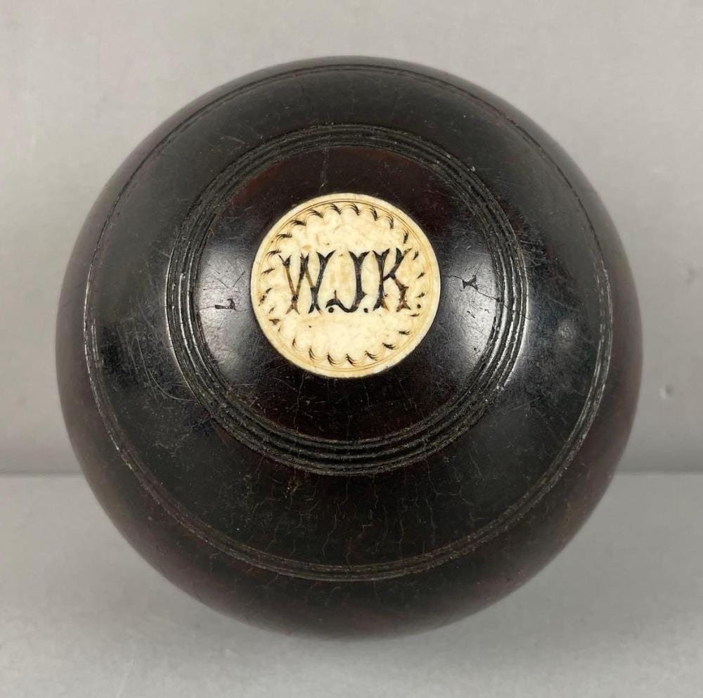 Antique Lignum Vitae Lawn Bowling Ball sold by Matthew Bullock Auctioneers, lot 244 — auction record photograph