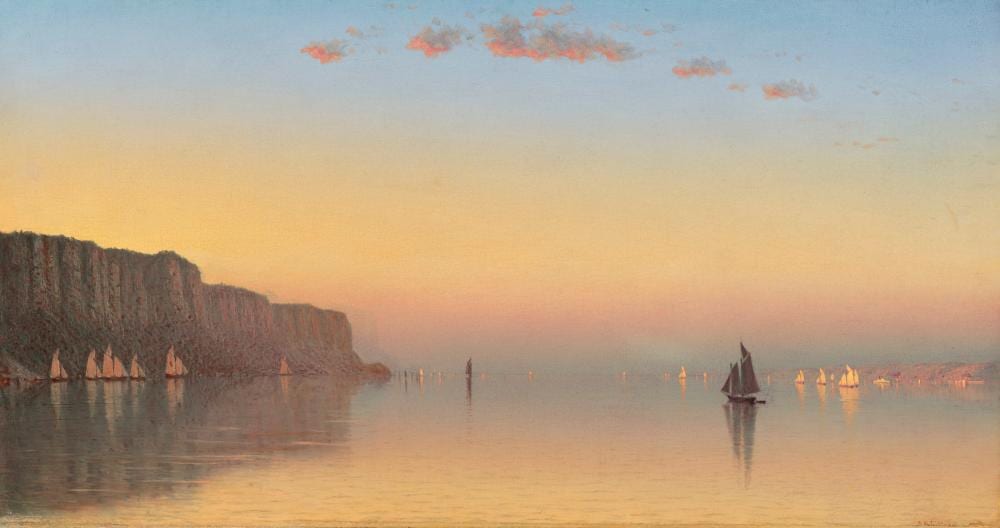 Sanford Robinson Gifford comparable auction result: sanford robinson gifford 1823 1880 sunset over the palisades on the huds
