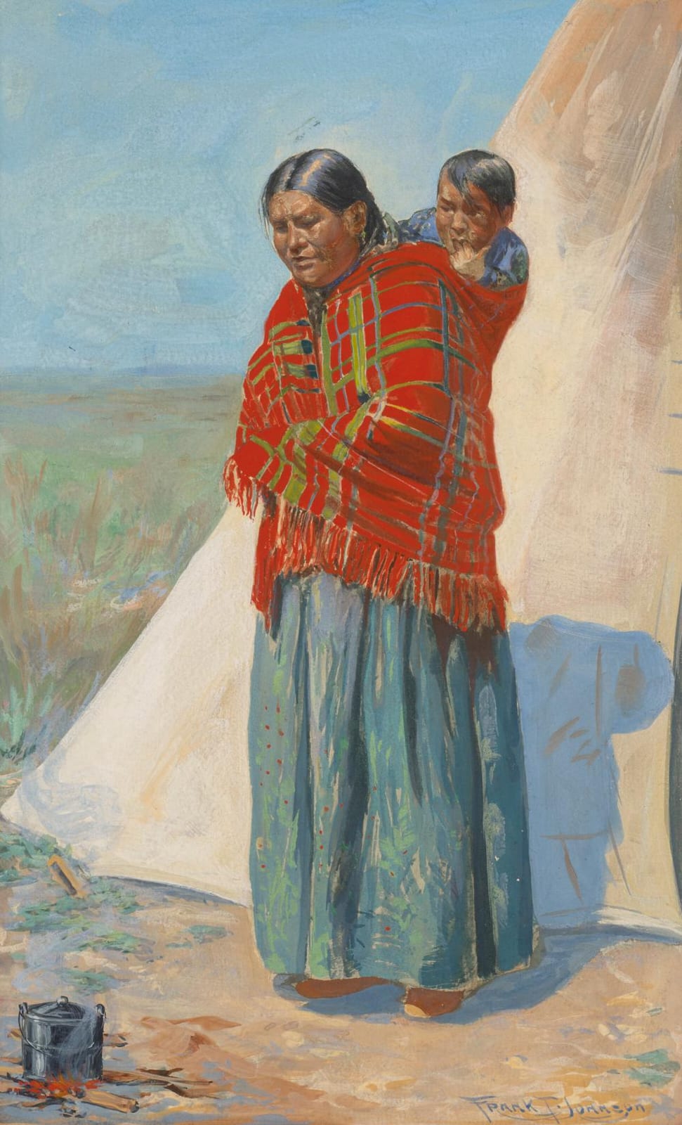 frank tenney johnson 1874 1939 mother and child gouache on paperboardim · Christie's · 2026-01-23 Frank Tenney Johnson comparable auction result: frank tenney johnson 1874 1939 mother and child gouache on paperboardim